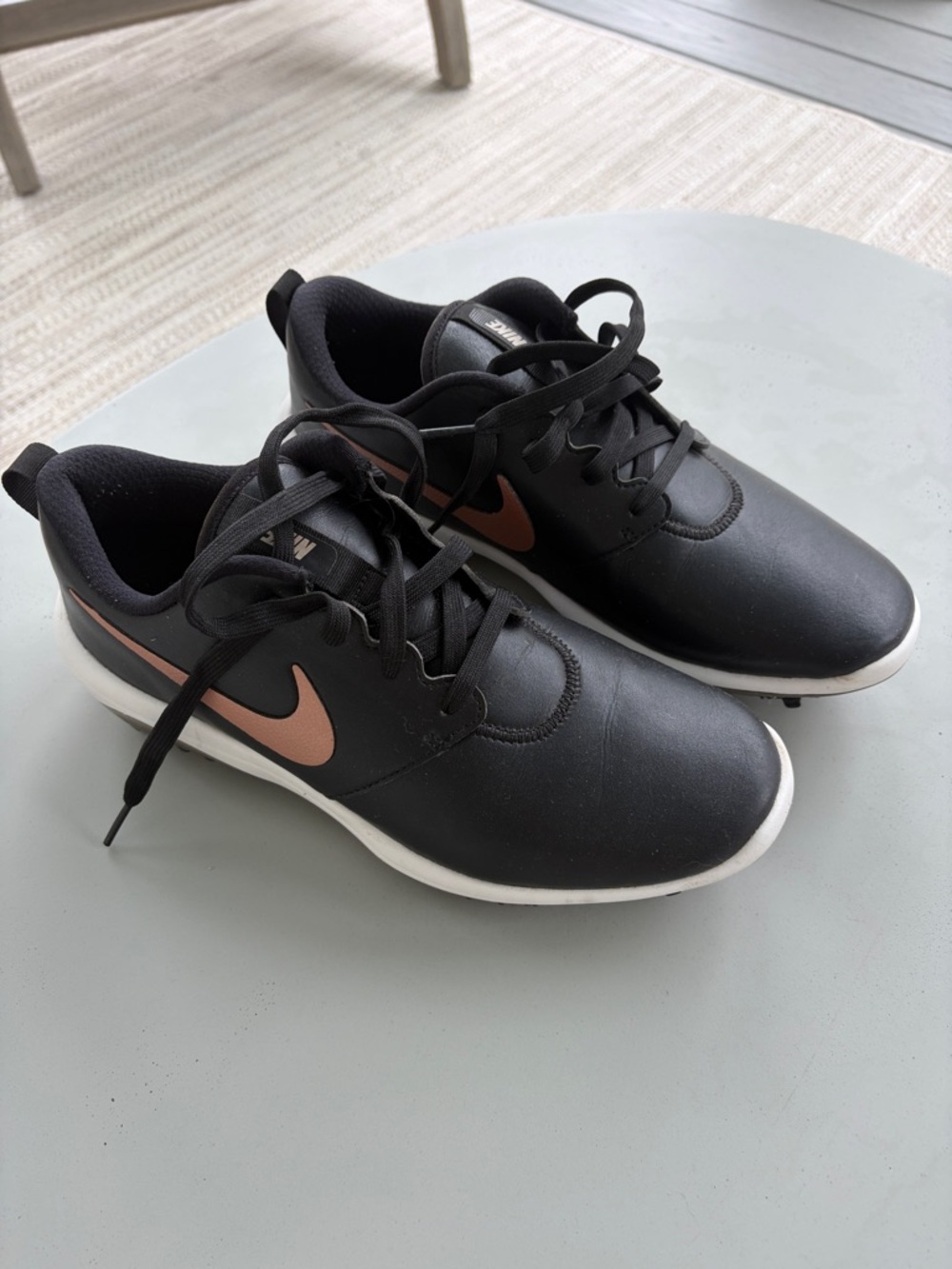 Nike Women's Black Golf Shoes with Rose Gold Swoosh